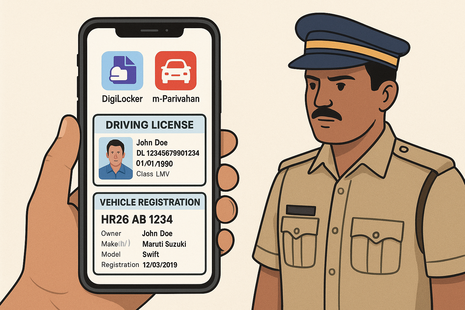 Rajasthan Police Accepts Digital Driving License and RC via DigiLocker, mParivahan App