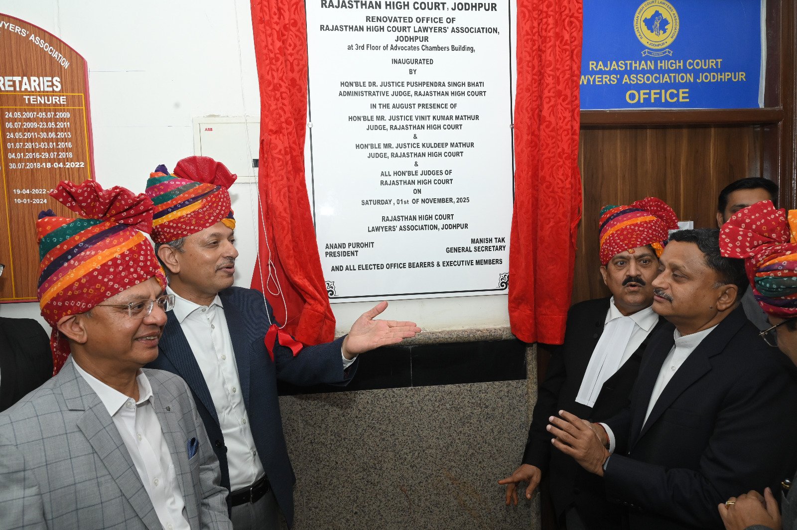 Hon’ble Justices inaugurate the renovated office of the Rajasthan High Court Lawyers Association at Jodhpur — a new milestone for the legal fraternity.