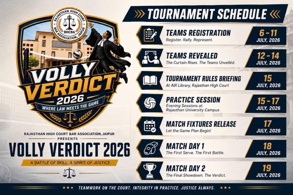 Rajasthan High Court Bar Association to Host First-Ever Volly Verdict 2026 Volleyball Championship for Advocates